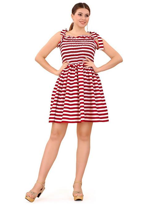 red crepe fit & flare dress - 20087722 -  Standard Image - 0