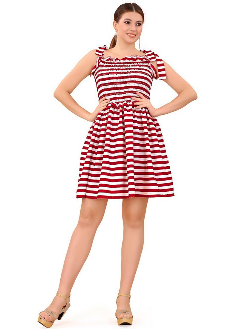 red striped fit & flare dress - 20087728 -  Zoom Image - 0