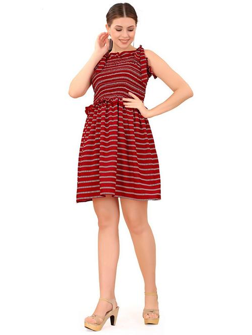 red striped fit & flare dress - 20087745 - Standard Image - 0