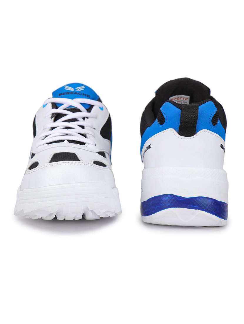white & blue color blocked lace-up sneakers - 20088075 - Standard Image - 3