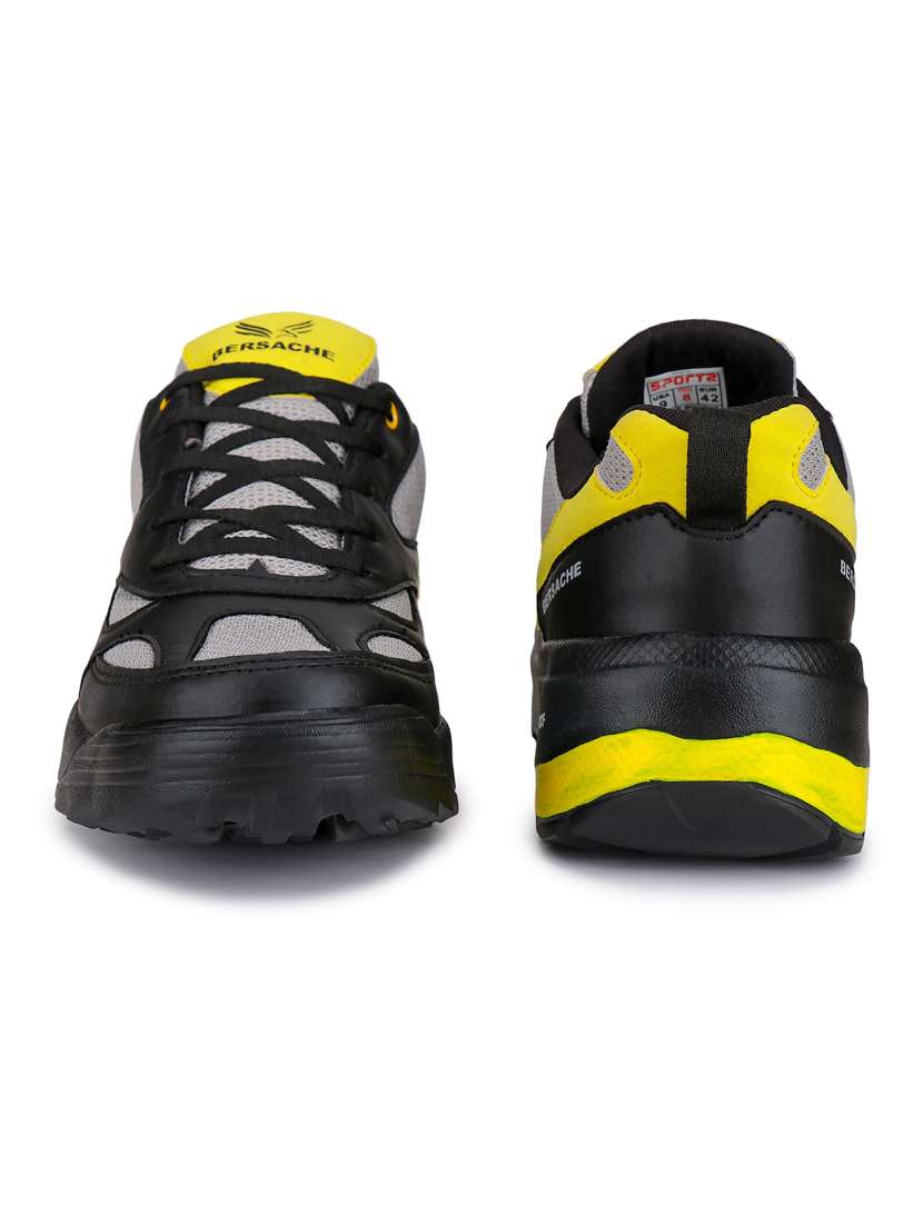 black & yellow color blocked lace-up sneakers - 20088076 - Standard Image - 3
