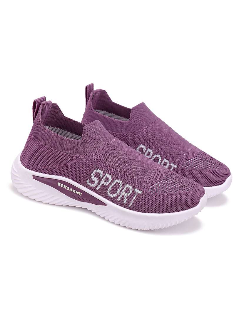 pink solid slip-on sports shoes