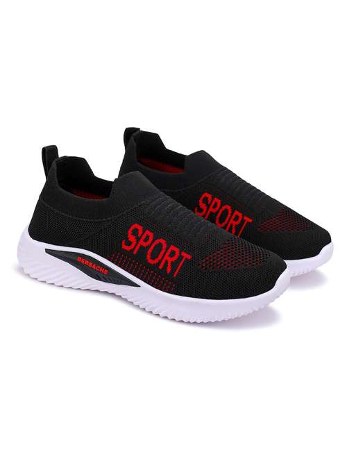 black solid slip-on sports shoes - 20088078 - Standard Image - 0
