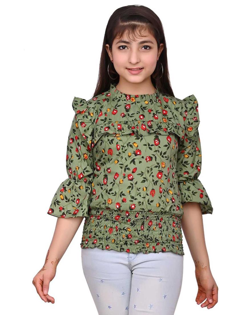 green cotton blend top - 20088339 - Zoom Image - 0