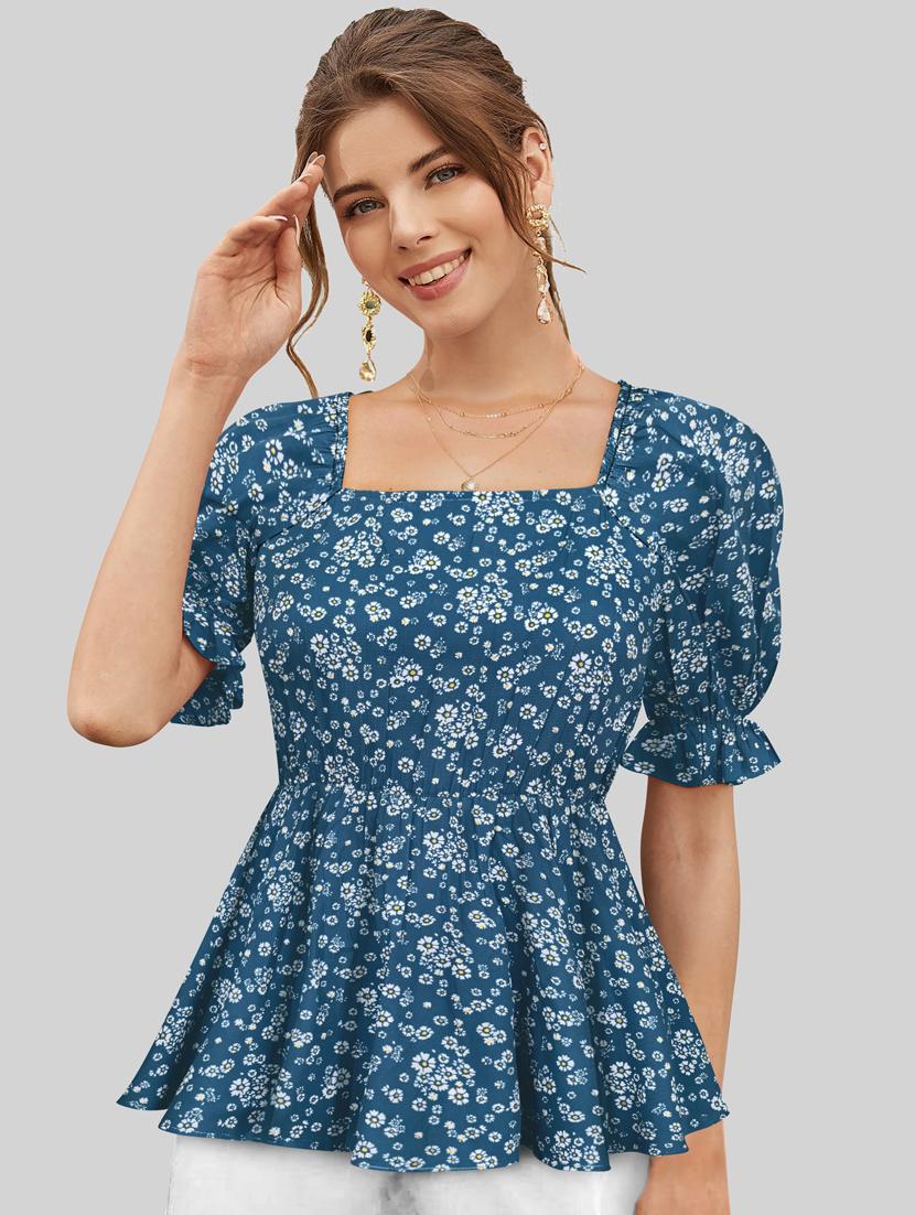 women's peplum square neck top - 20088981 - Zoom Image - 0