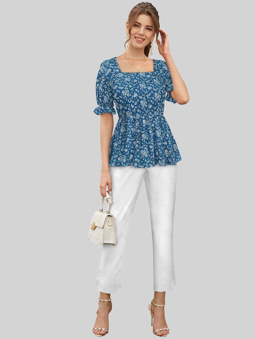 women's peplum square neck top - 20088981 - Standard Image - 3