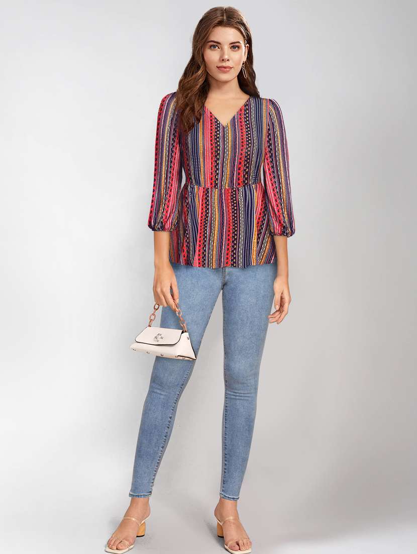 women's peplum v neck top - 20088990 - Standard Image - 3