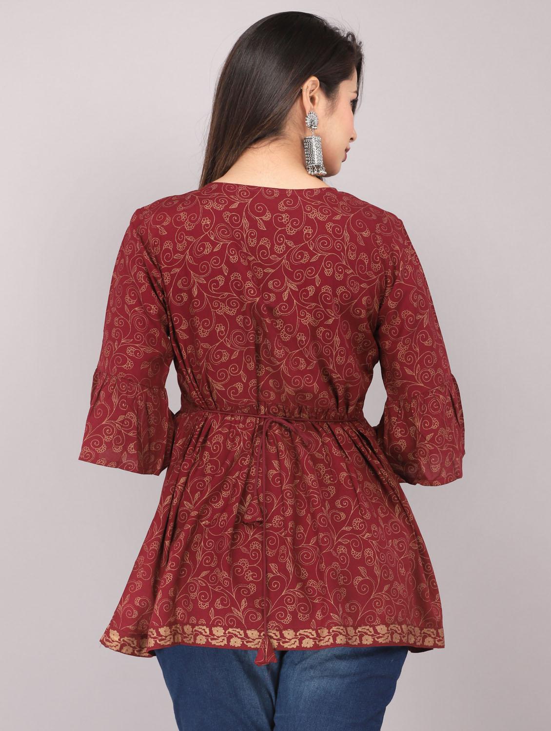 red printed regular top - 20097819 - Standard Image - 3