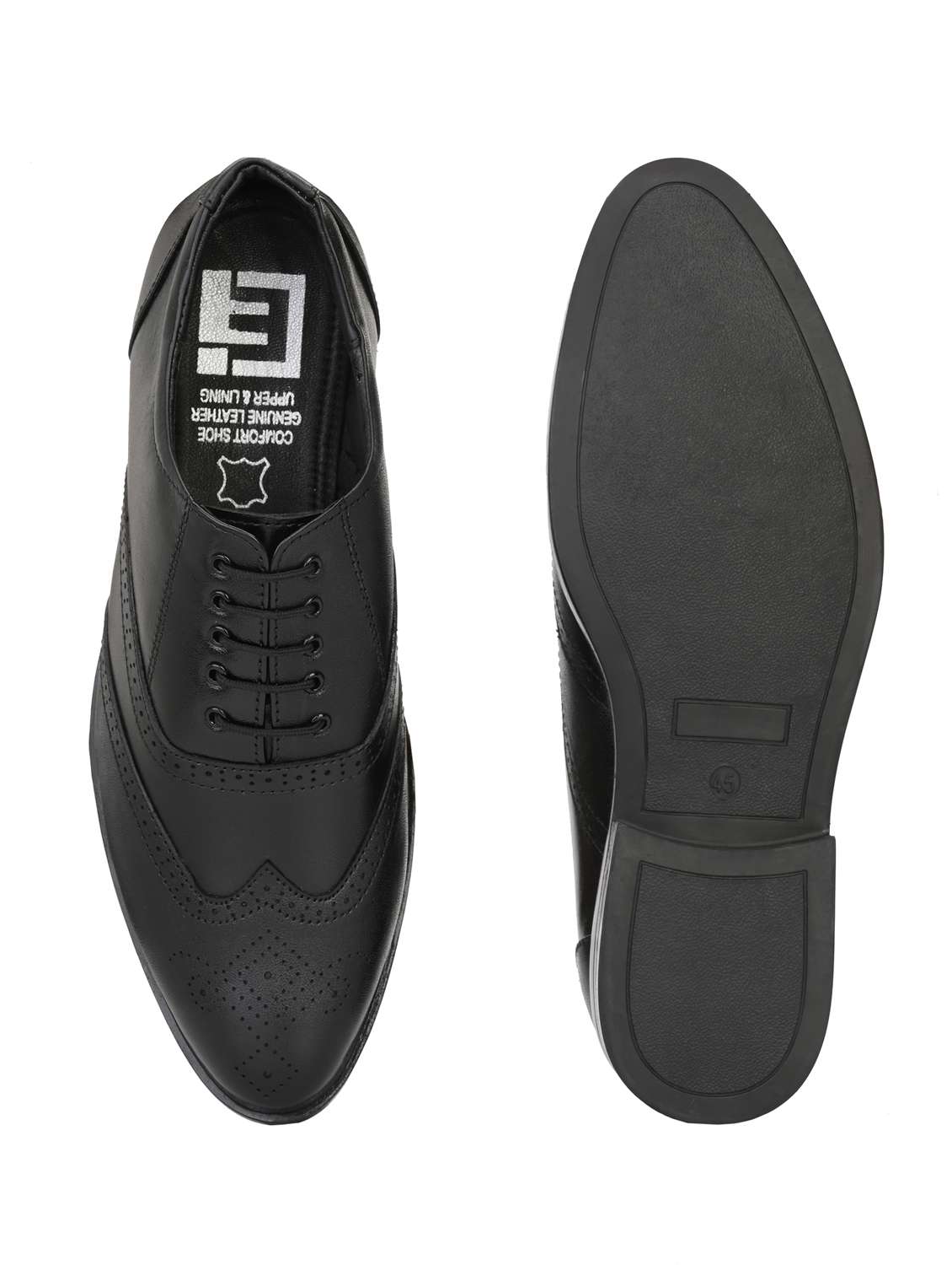 black leather laceup brouges - 20097827 - Standard Image - 5