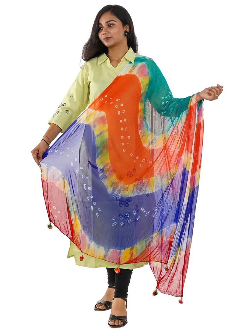 multi colored bandhani dupatta - 20097854 - Zoom Image - 0