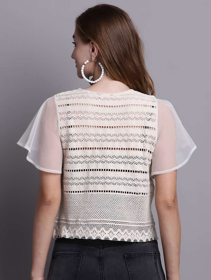 round neck self design regular shrug - 20098142 -  Standard Image - 3