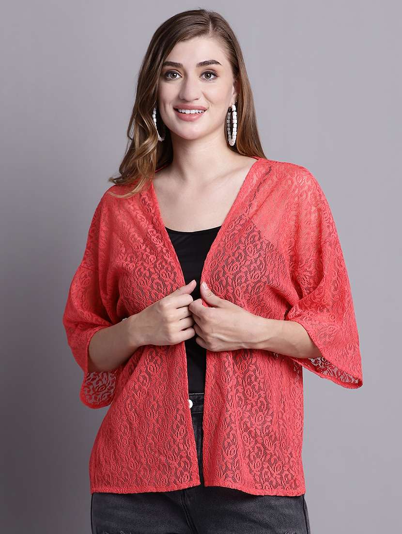 red cotton shrug