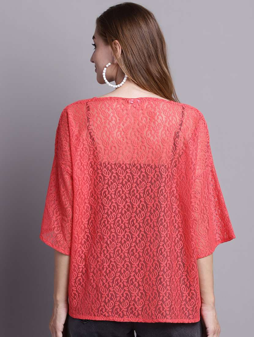 red cotton shrug - 20098144 -  Standard Image - 3