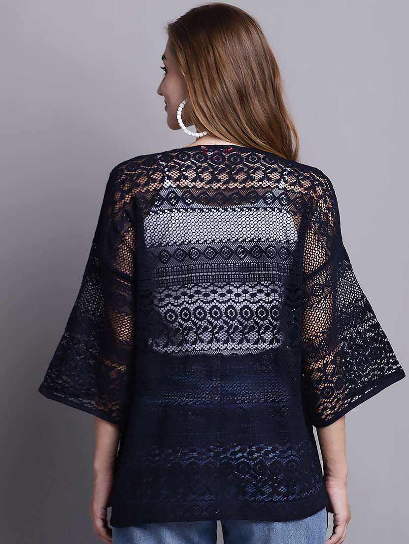 black cotton shrug - 20098147 -  Standard Image - 3