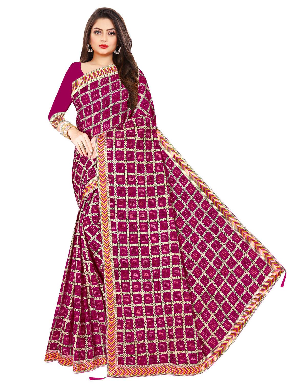 foil printed saree with blouse - 20098154 -  Zoom Image - 0