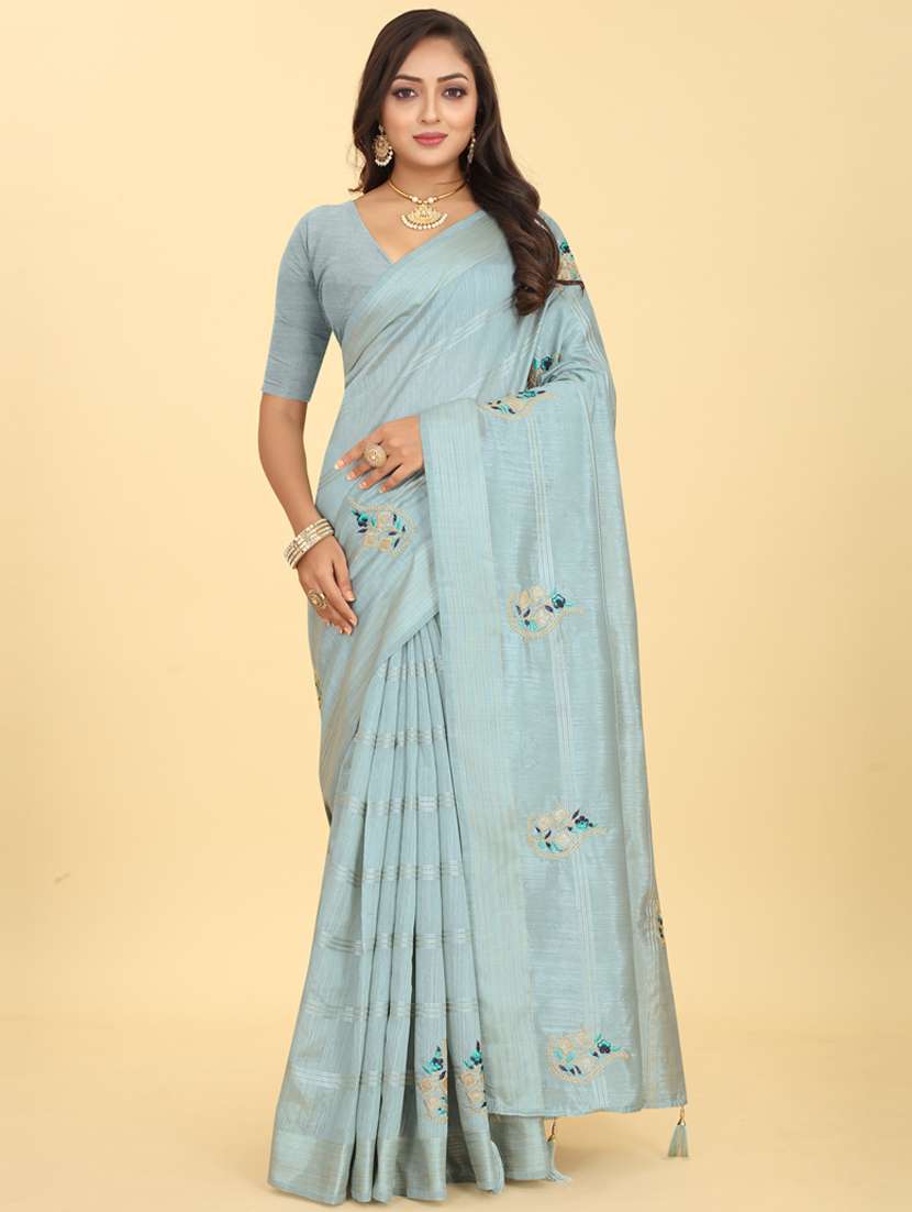 embroidered saree with blouse - 20098175 -  Zoom Image - 0