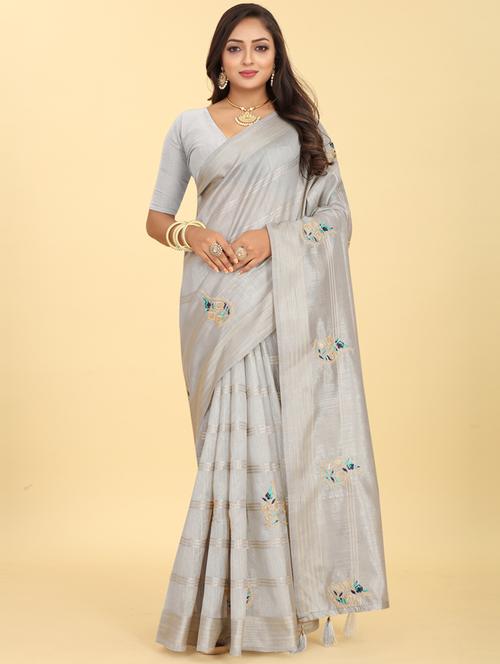 embroidered saree with blouse - 20098177 -  Standard Image - 0