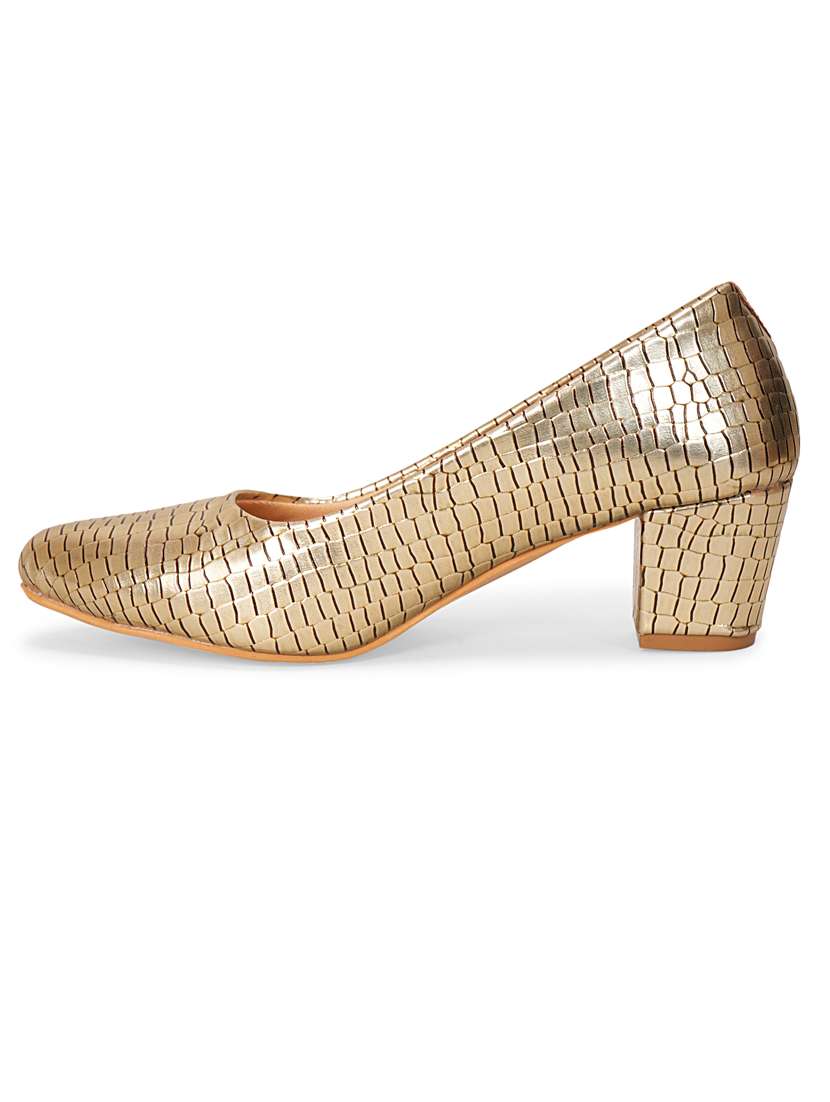 gold textured block heel - 20101657 -  Standard Image - 3
