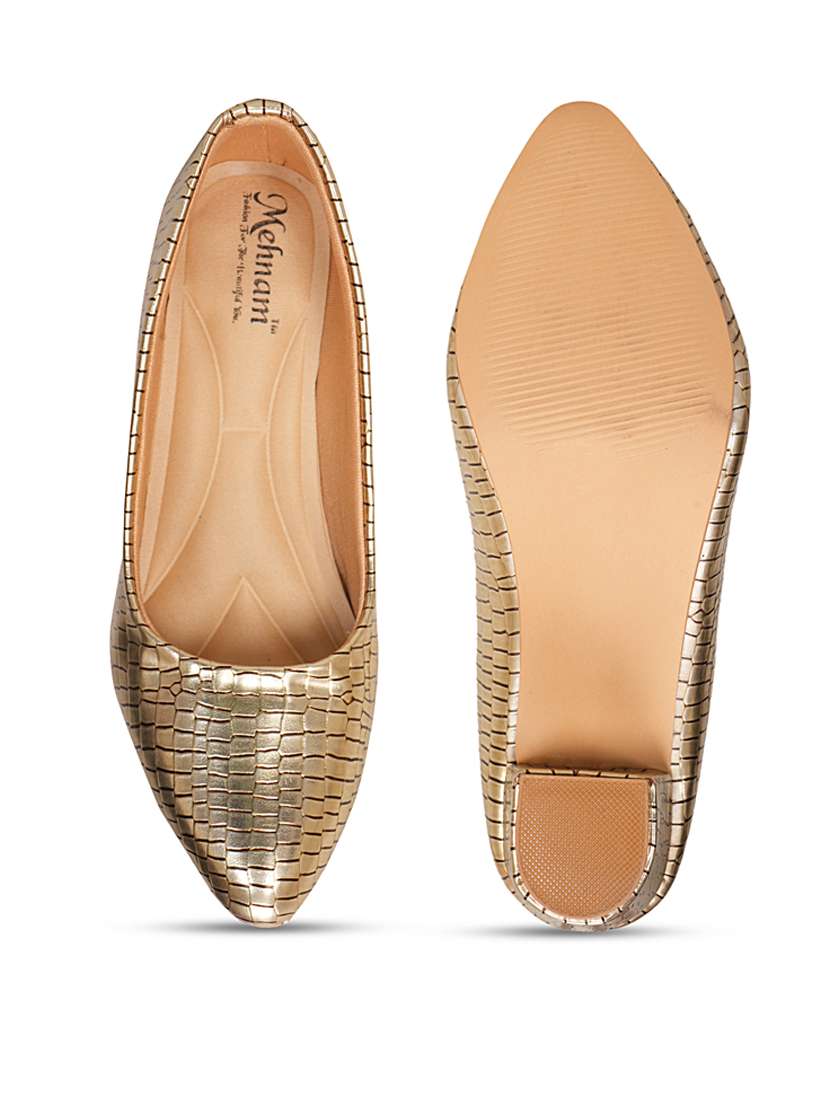 gold textured block heel - 20101657 -  Standard Image - 5