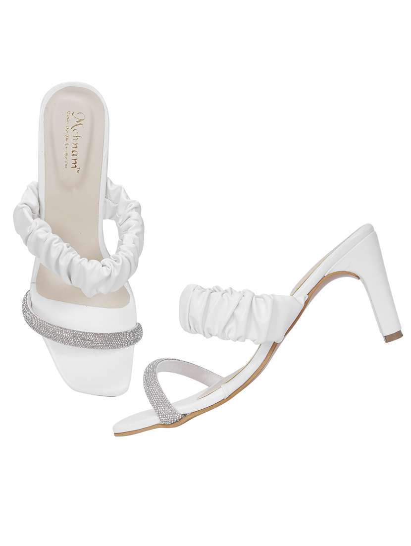 white slip on block heel  - 20101671 -  Standard Image - 3