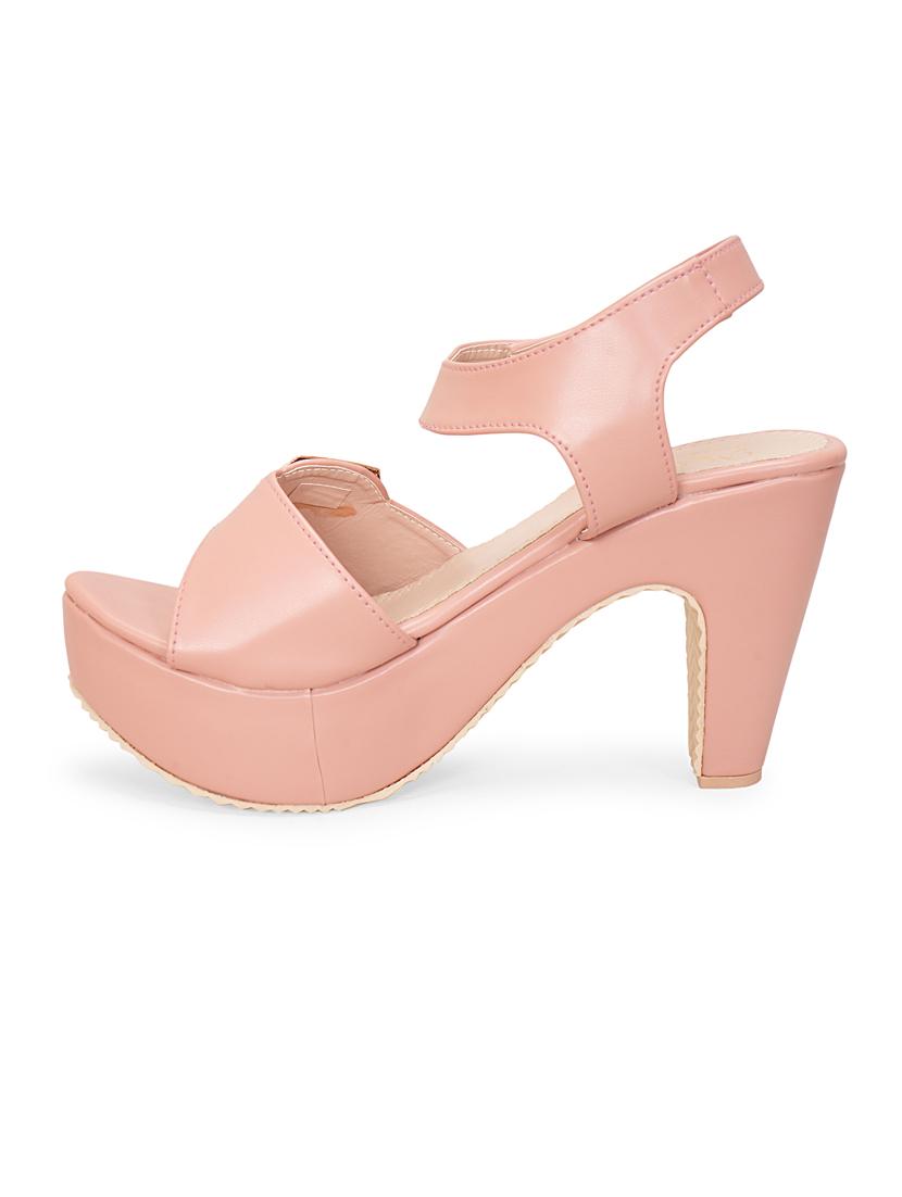 peach ankle strap block heel - 20101679 - Standard Image - 3