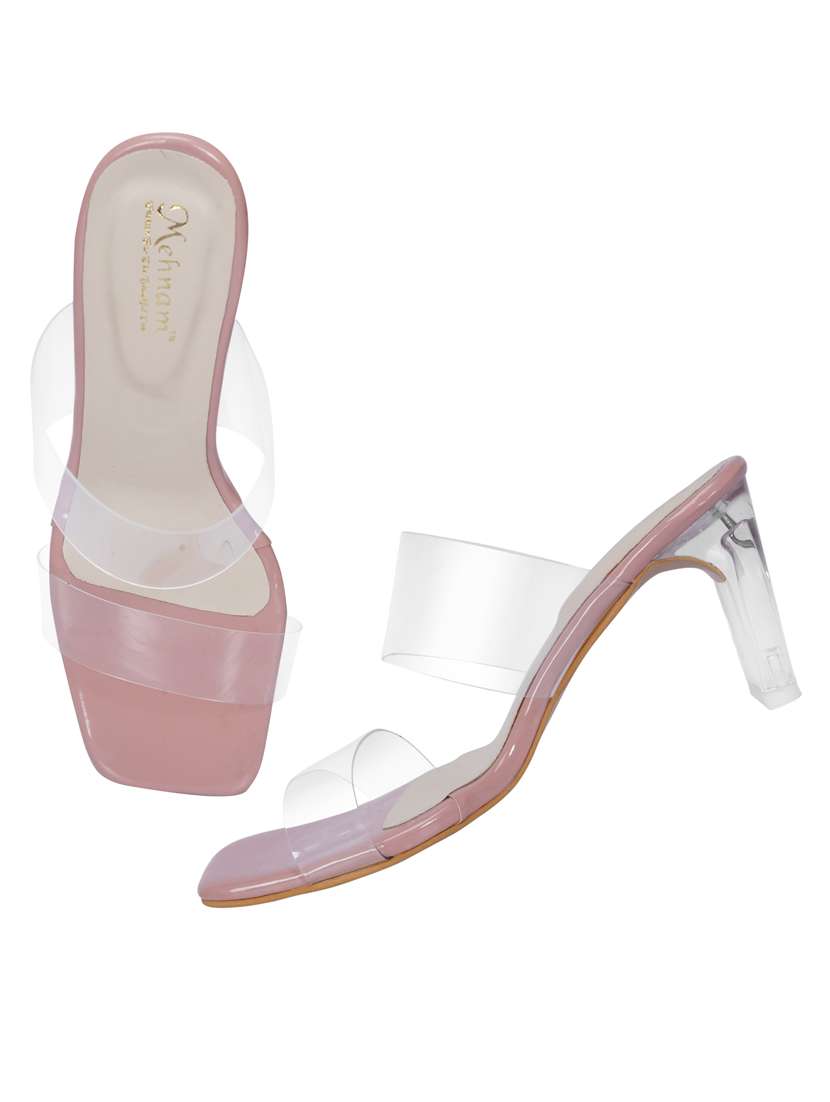 peach slip on block heel  - 20101682 -  Standard Image - 3