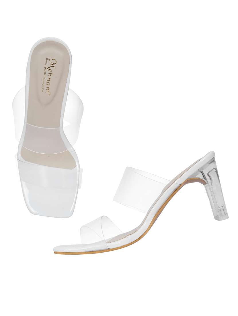 white slip on block heel  - 20101684 -  Standard Image - 3