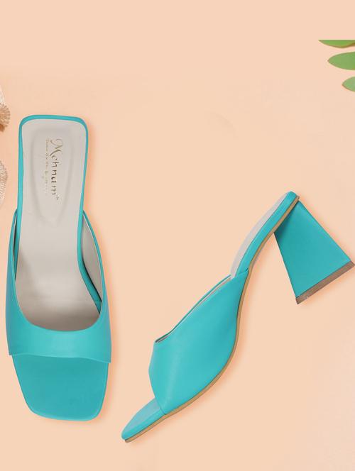 sea green slip on block heel - 20101687 - Standard Image - 0