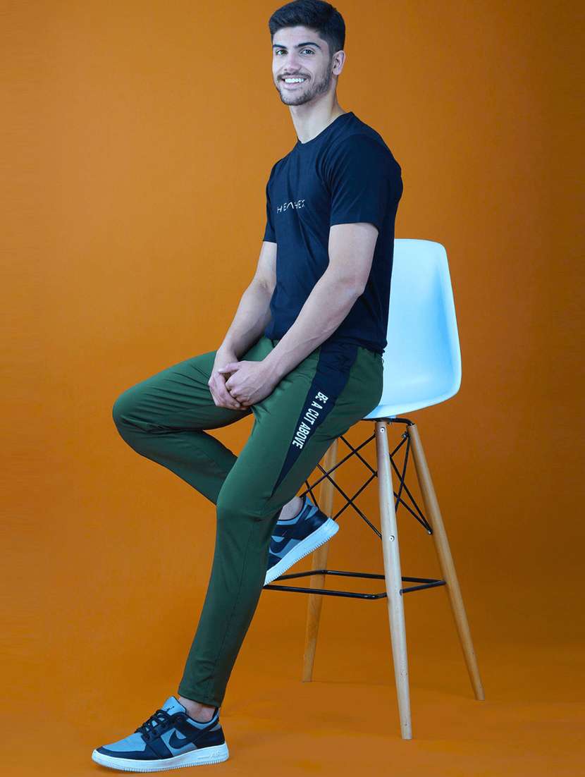 green solid track pant - 20101884 -  Standard Image - 3