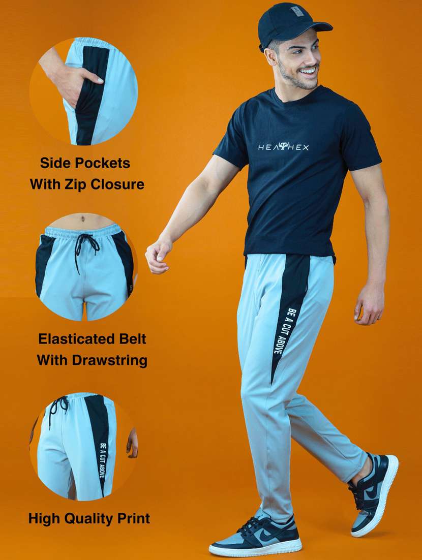 mid rise blue track pant - 20101886 -  Standard Image - 3