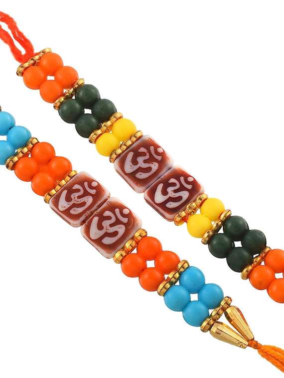 fabric and beads rakhi for rakshabandhan for bhaiya and bhabhi (pack of 2) - 20101960 -  Standard Image - 3