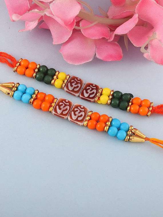 fabric and beads rakhi for rakshabandhan for bhaiya and bhabhi (pack of 2) - 20101960 -  Standard Image - 5