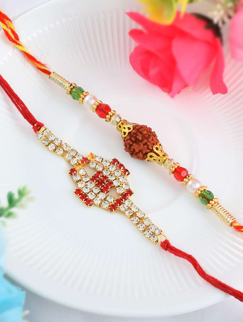 2 rakhi rakshabandhan set combo for bhaiya bhabhi brother bhai (pack of 2 ) - 20101976 -  Standard Image - 5