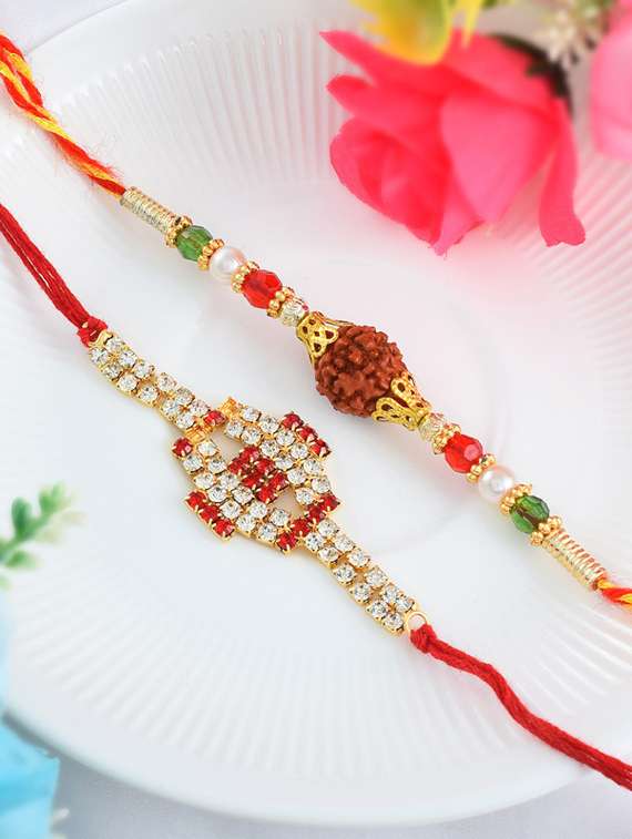 2 rakhi rakshabandhan set combo for bhaiya bhabhi brother bhai (pack of 2 ) - 20101976 -  Standard Image - 8