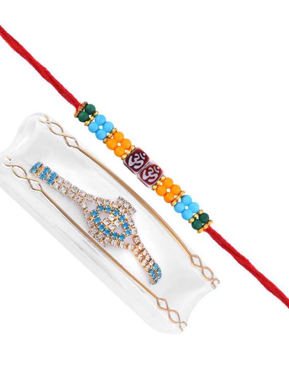 2 rakhi rakshabandhan set combo for bhaiya bhabhi brother bhai (pack of 2 ) - 20101977 -  Standard Image - 3