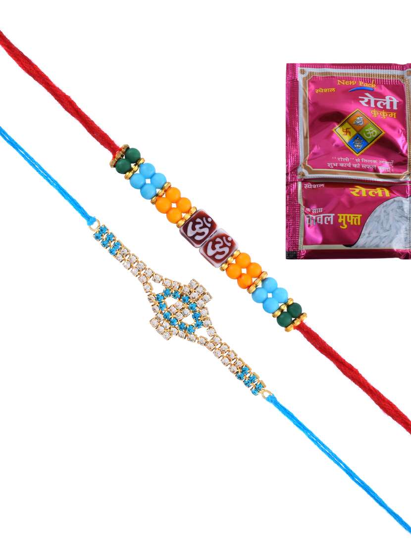 2 rakhi rakshabandhan set combo for bhaiya bhabhi brother bhai (pack of 2 ) - 20101977 -  Standard Image - 5