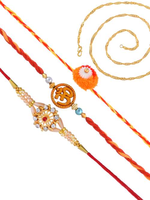 3 rakhi rakshabandhan set combo for bhaiya bhabhi brother bhai (pack of 3) - 20101981 -  Standard Image - 0