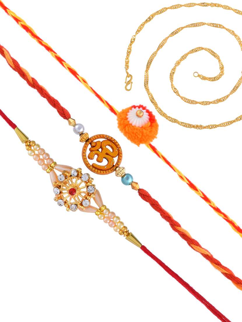 3 rakhi rakshabandhan set combo for bhaiya bhabhi brother bhai (pack of 3)