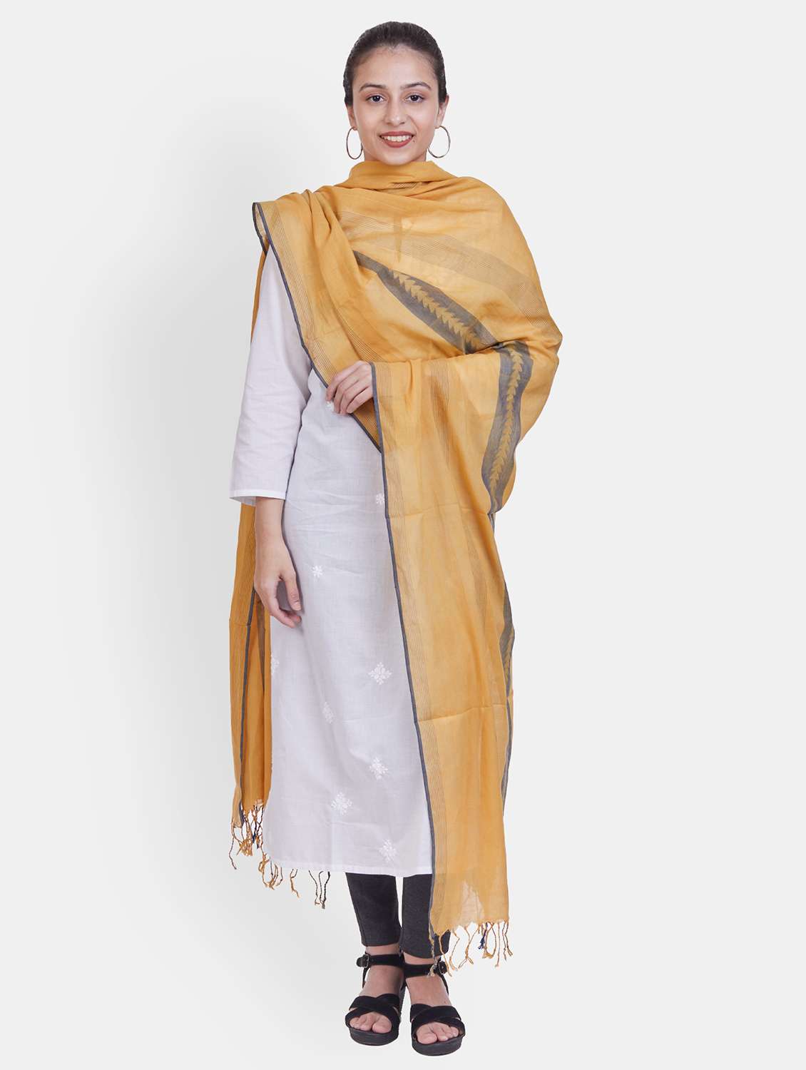 beige plain dupatta