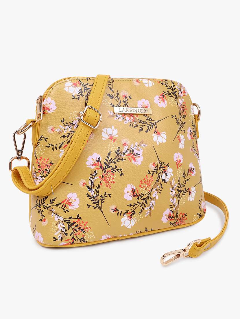 yellow leatherette (pu) sling bag - 20102670 - Standard Image - 3
