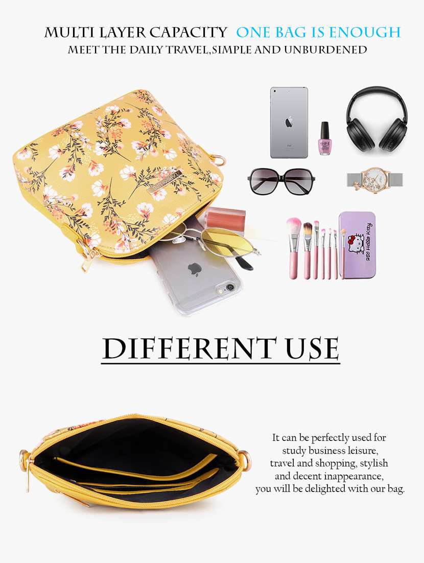 yellow leatherette (pu) sling bag - 20102670 - Standard Image - 8
