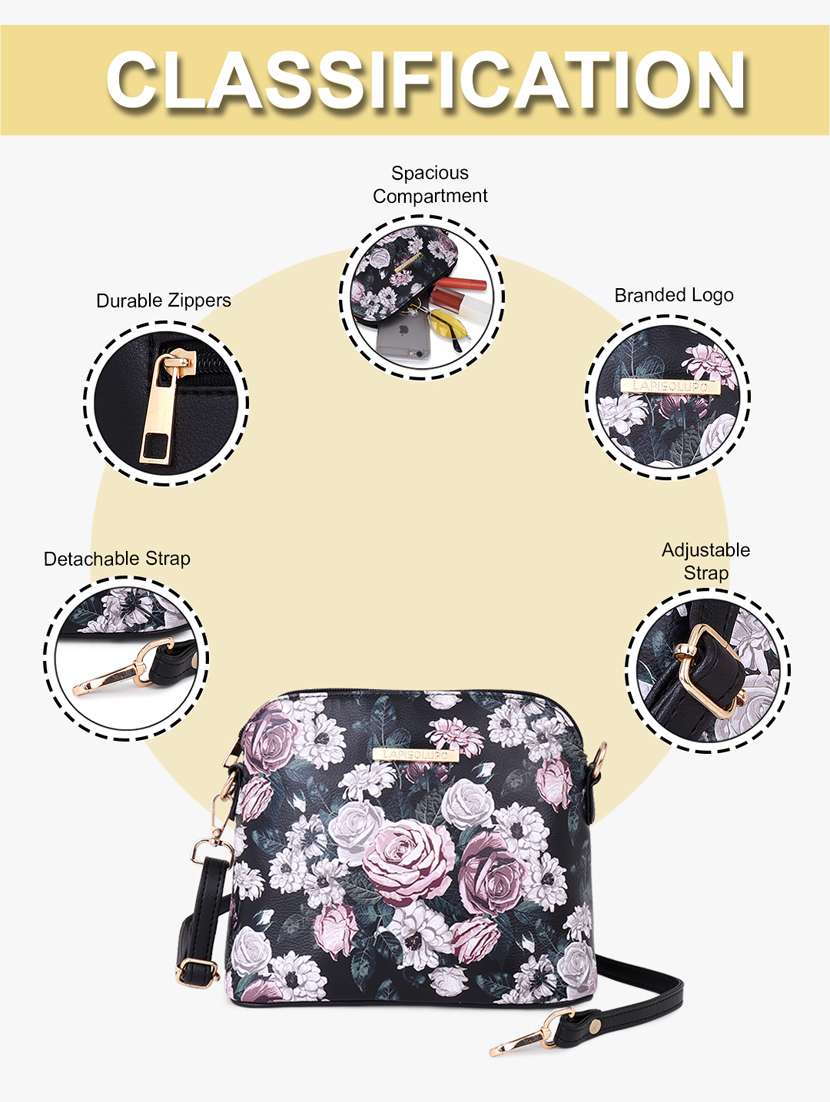 floral printed leatherette sling bag - 20102673 - Standard Image - 8