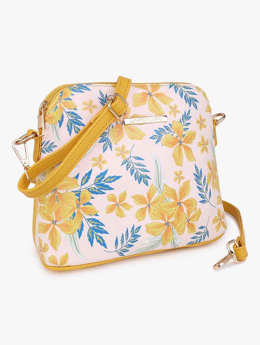 yellow leatherette (pu) sling bag - 20102682 - Standard Image - 3