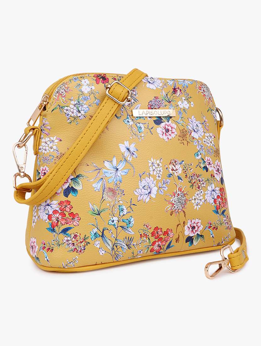 yellow leatherette (pu) sling bag - 20102683 - Standard Image - 3