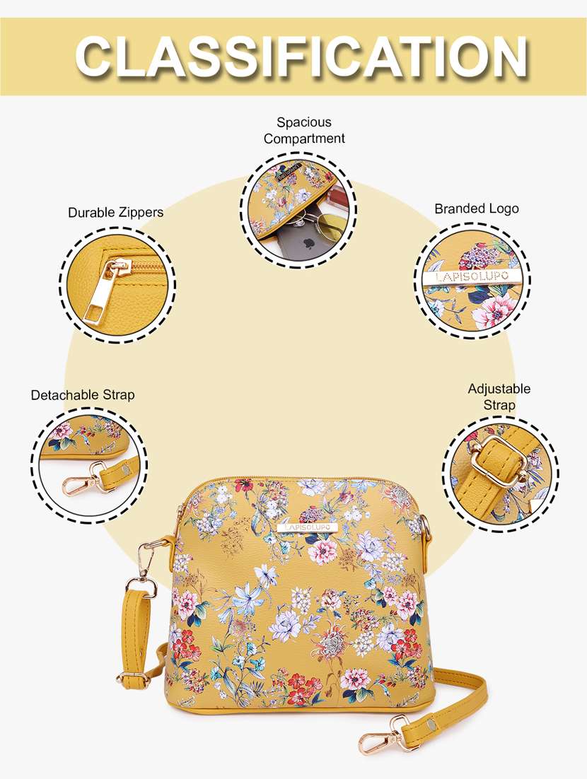 yellow leatherette (pu) sling bag - 20102683 - Standard Image - 8