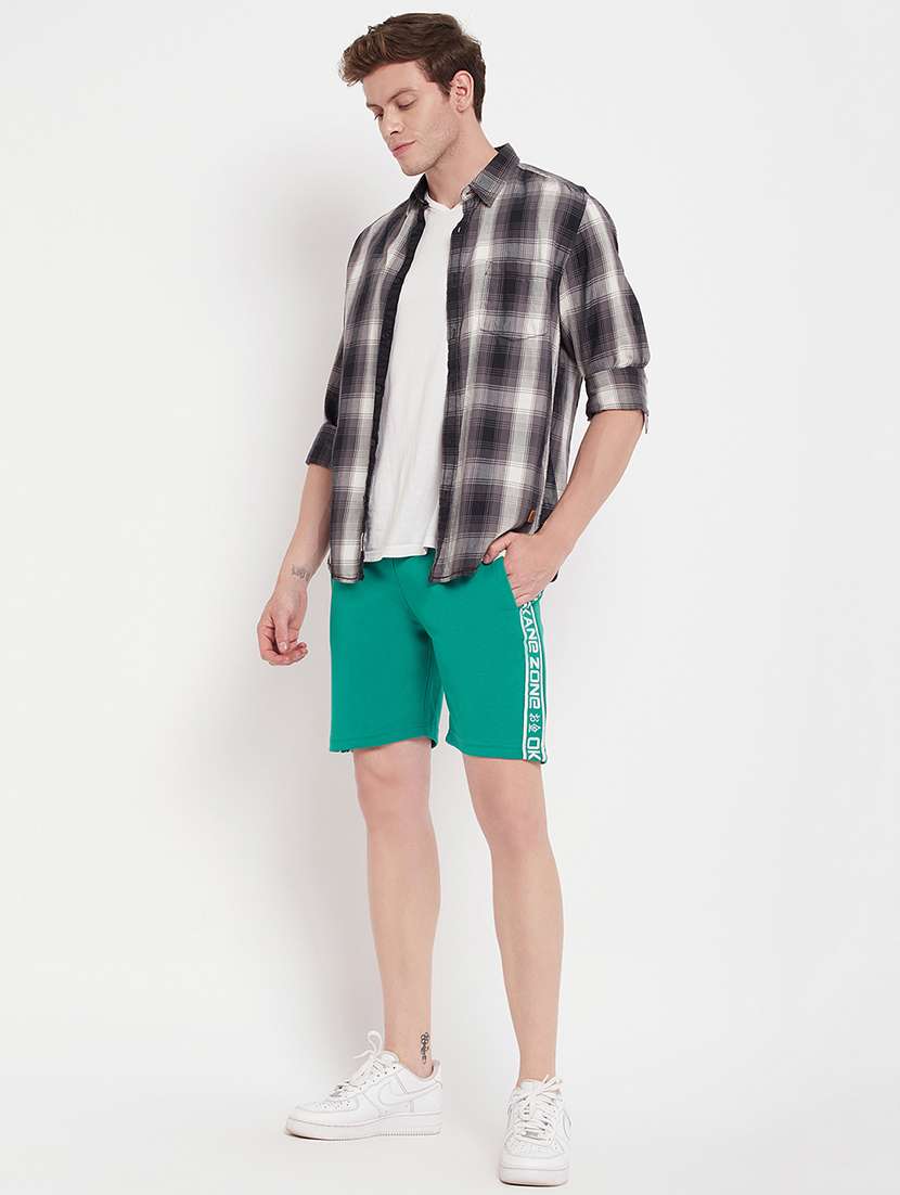 blue cotton blend short - 20106708 -  Standard Image - 3