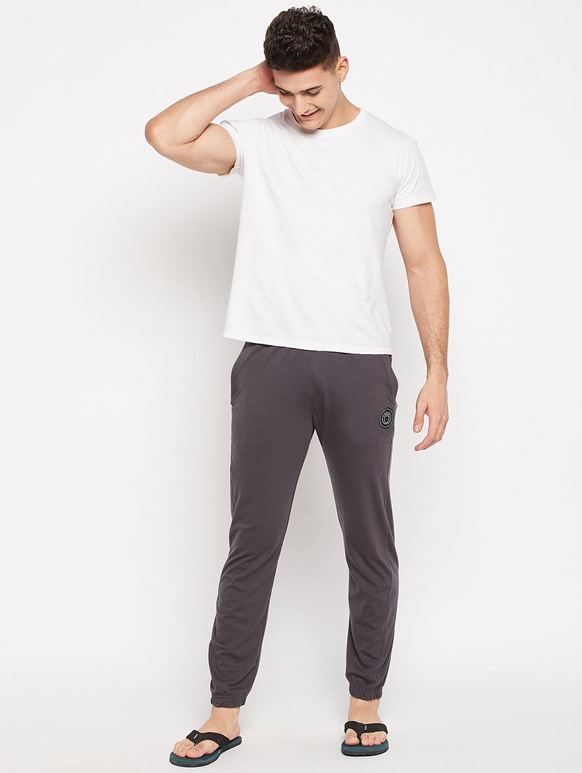 grey cotton blend joggers track pant - 20106816 - Standard Image - 3