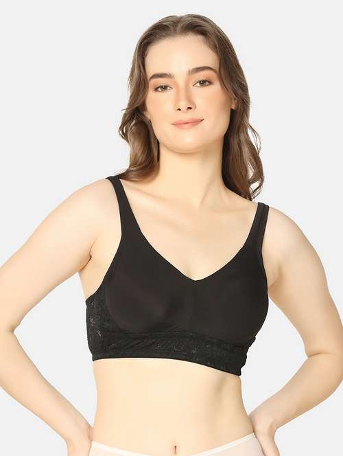 black nylon minimizer bra - 20110780 - Standard Image - 0