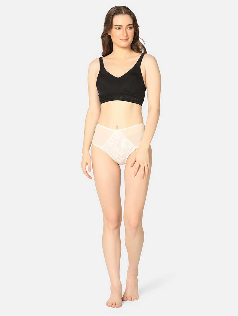 black nylon minimizer bra - 20110780 - Standard Image - 3