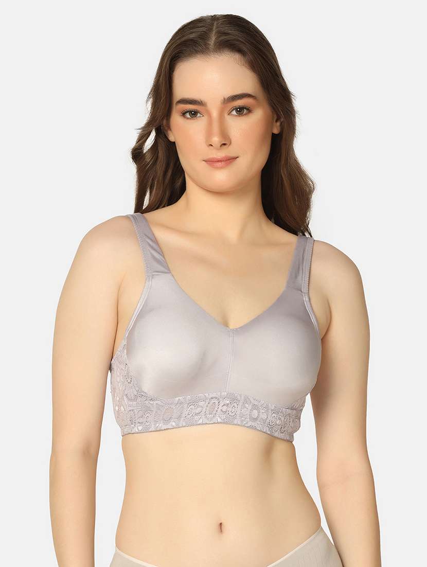 grey nylon minimizer bra